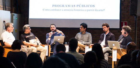 (esq. p/ dir.) Enio Staub, Aurélio Michiles, Augusín Peréz Rubio, Sebastian Diaz Morales, Jonathas de Andrade e Octavio Zaya (foto: Renata D'Almeida)
